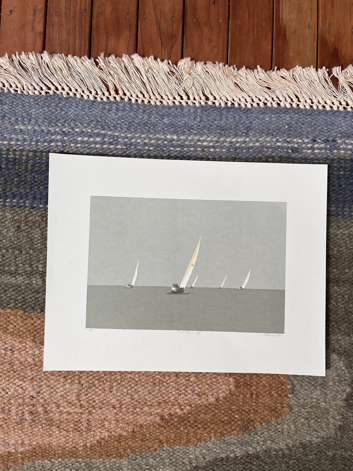 “And they’re off” by Rebecca Dawson silk screen print