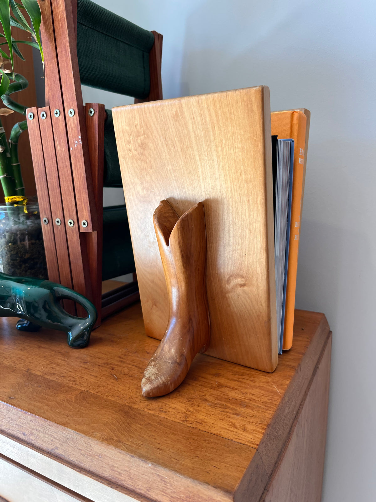 Wooden carved cowboy Book ends