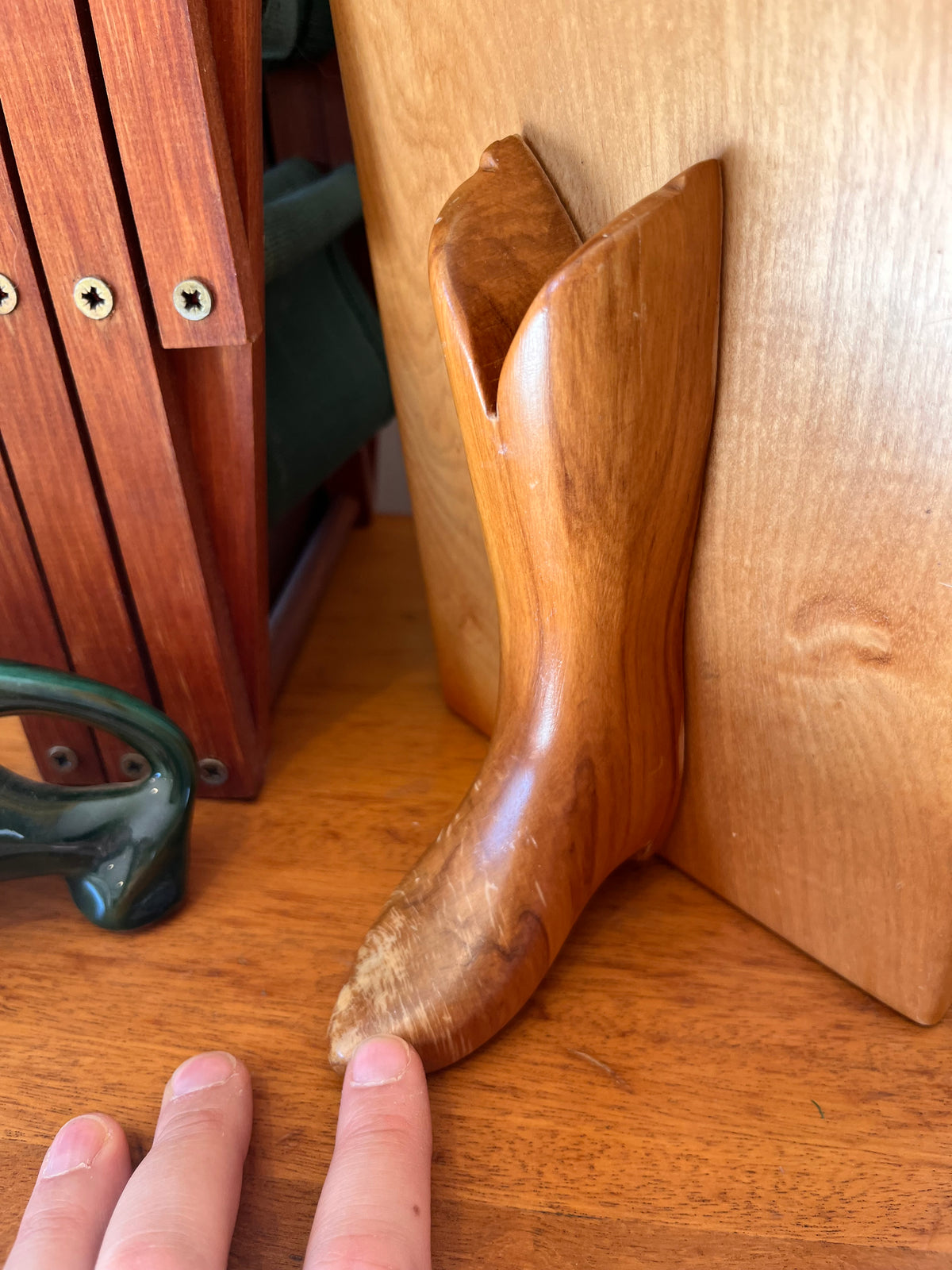 Wooden carved cowboy Book ends