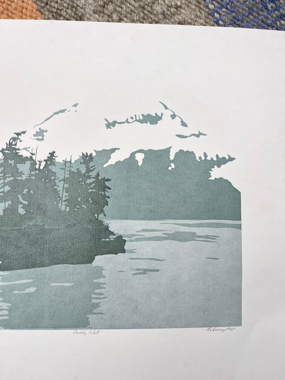 “Lonely Islet” by Rebecca Dawson silk screen print