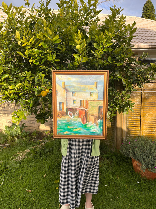 Ocean side oil painting