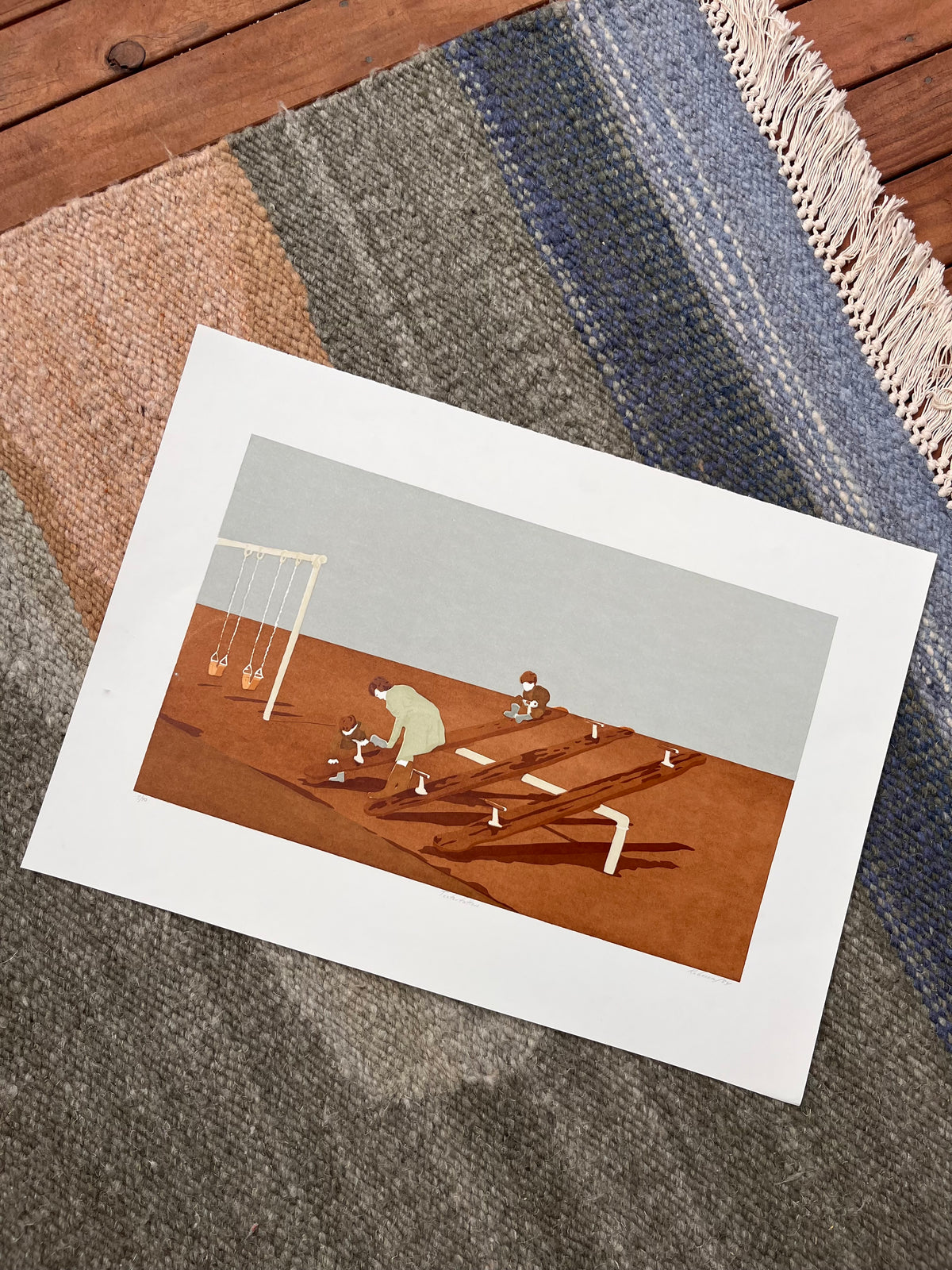 “Teetertotters” by Rebecca Dawson silk screen print