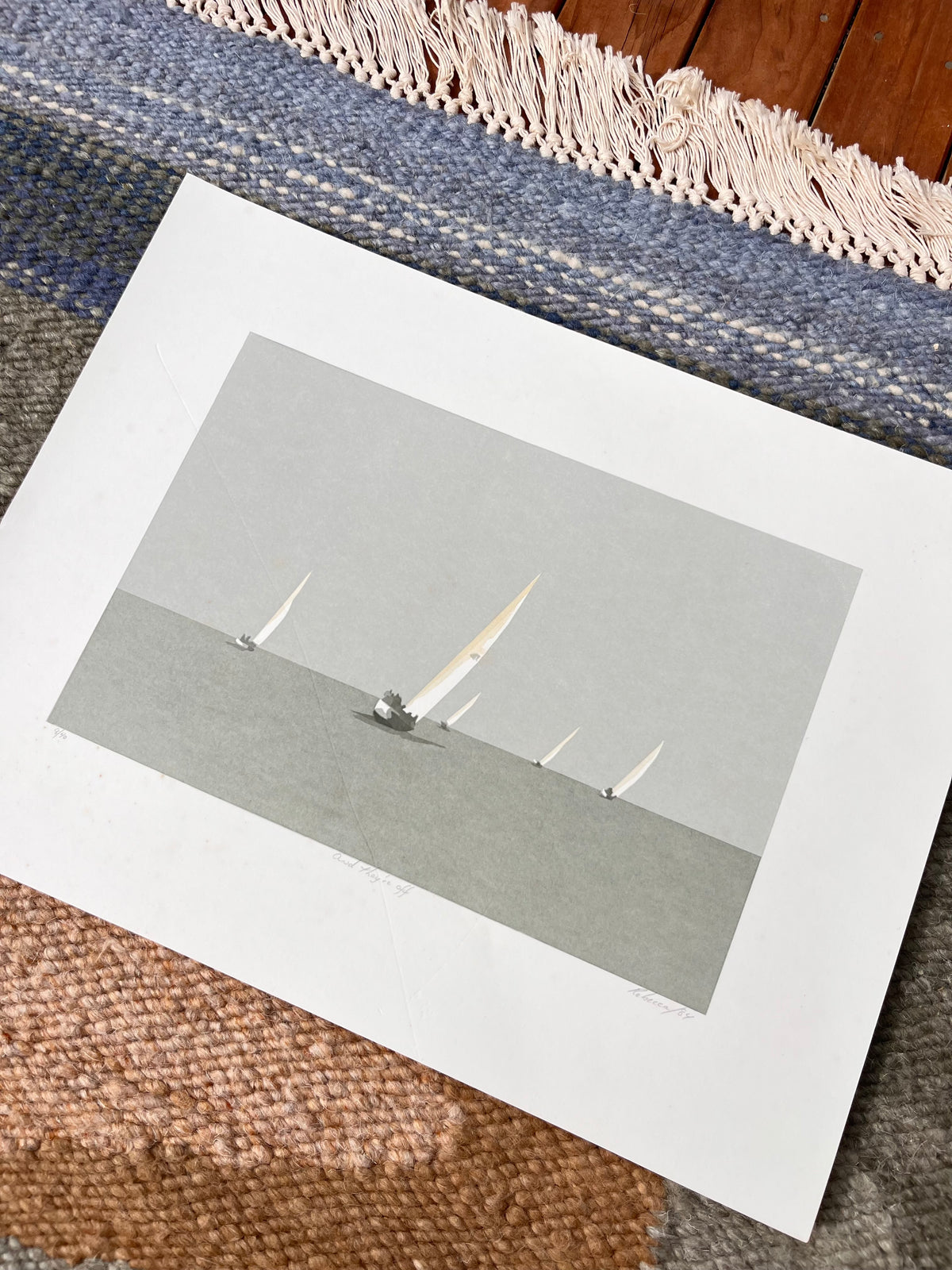 “And they’re off” by Rebecca Dawson silk screen print