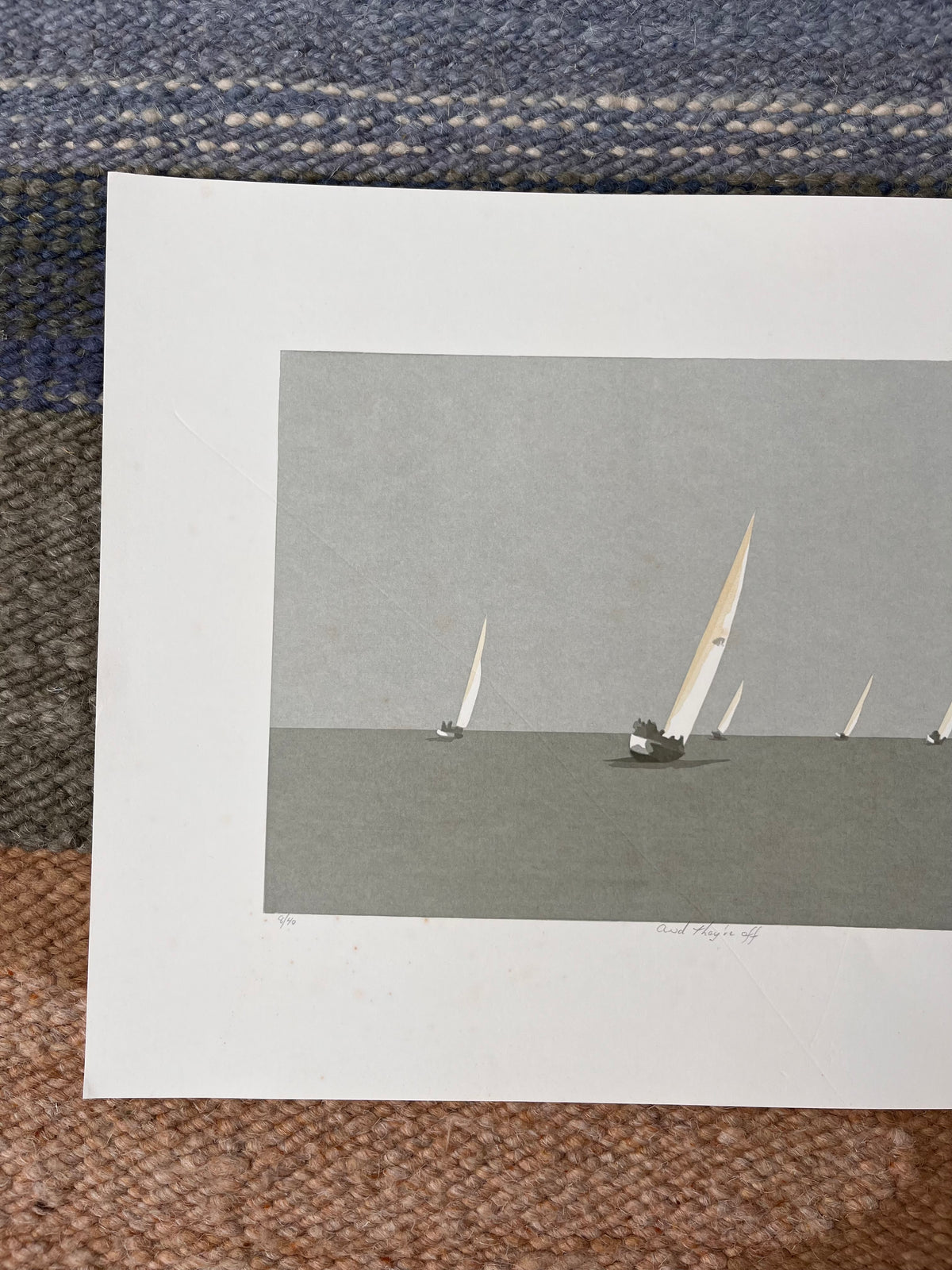 “And they’re off” by Rebecca Dawson silk screen print