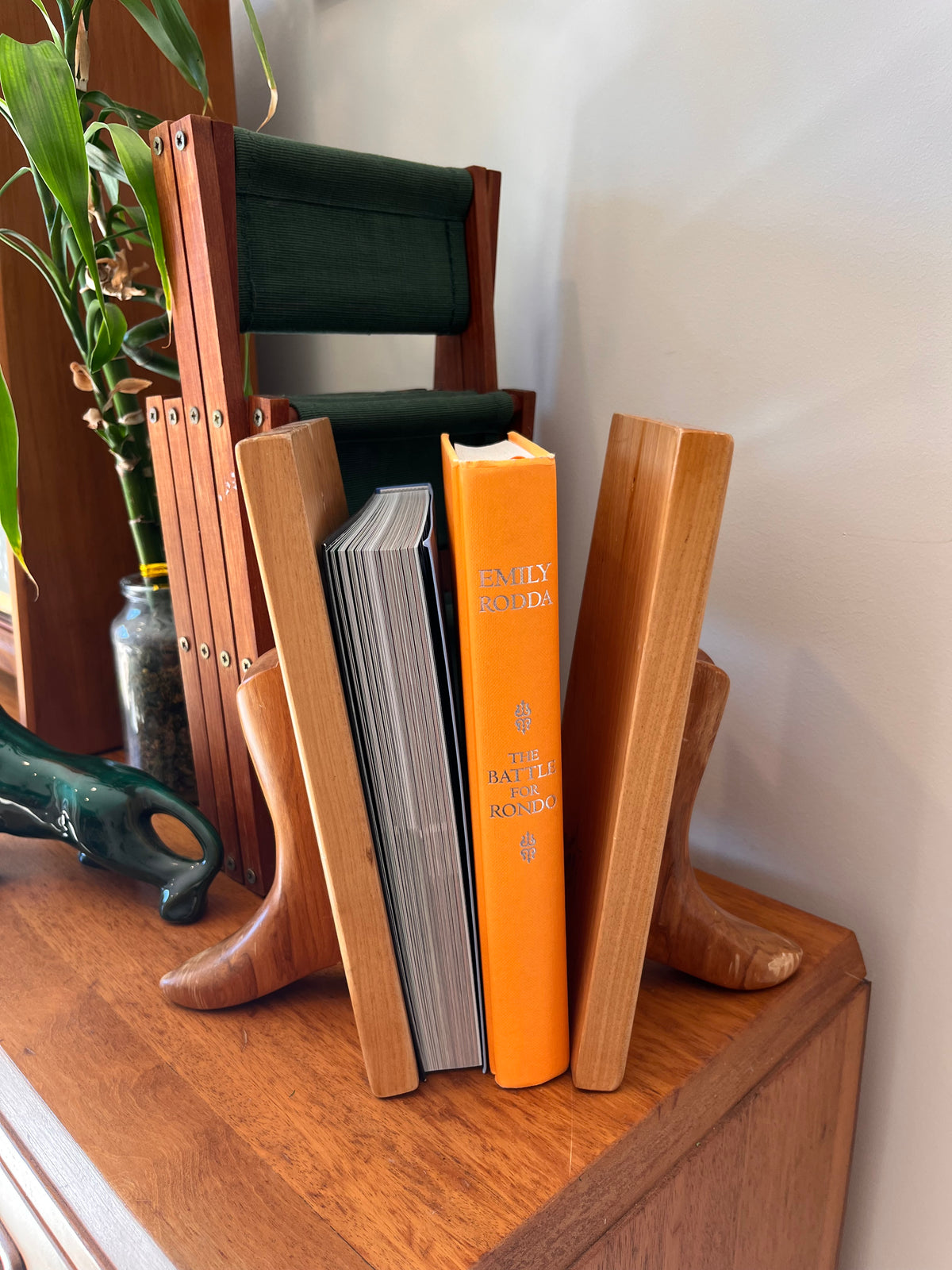 Wooden carved cowboy Book ends