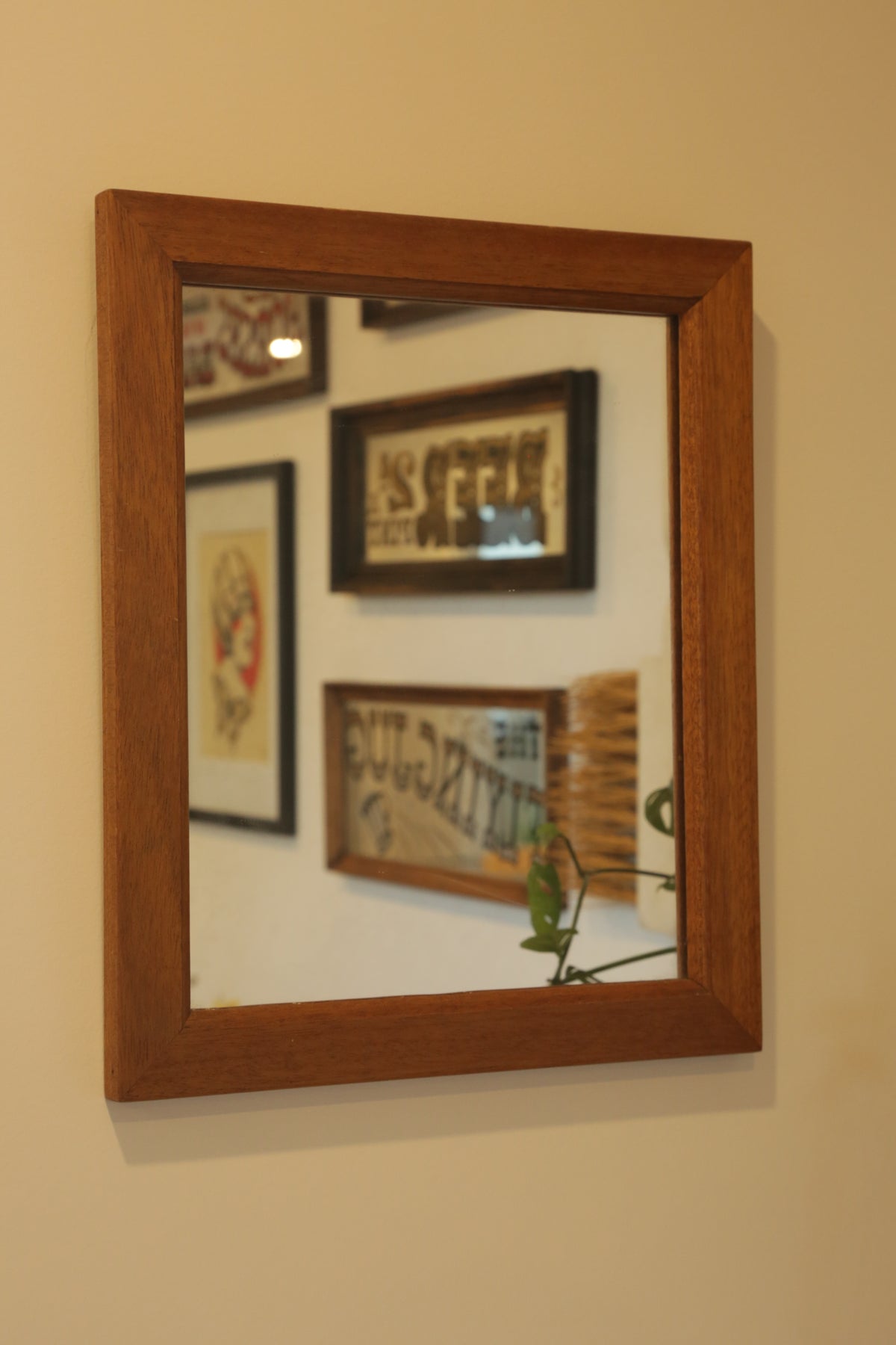 Vintage oak hanging mirror
