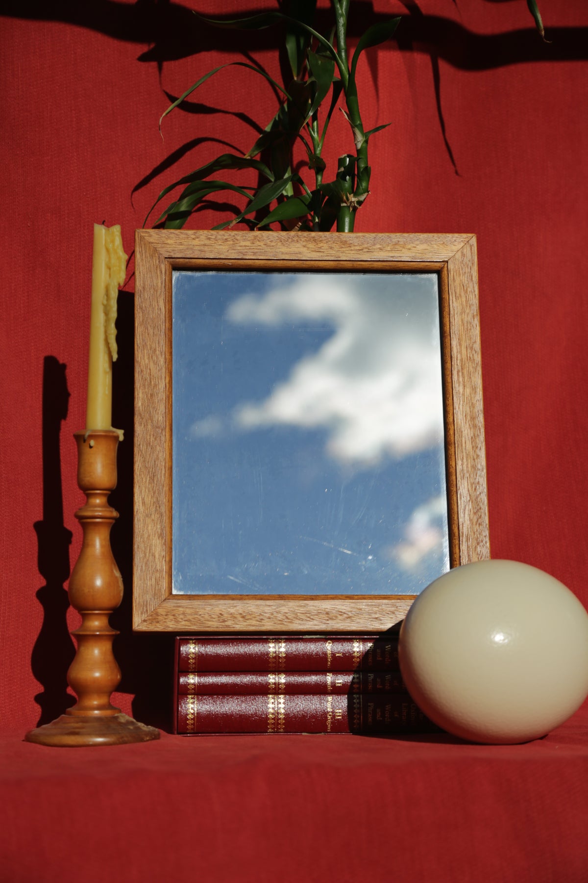 Vintage oak hanging mirror