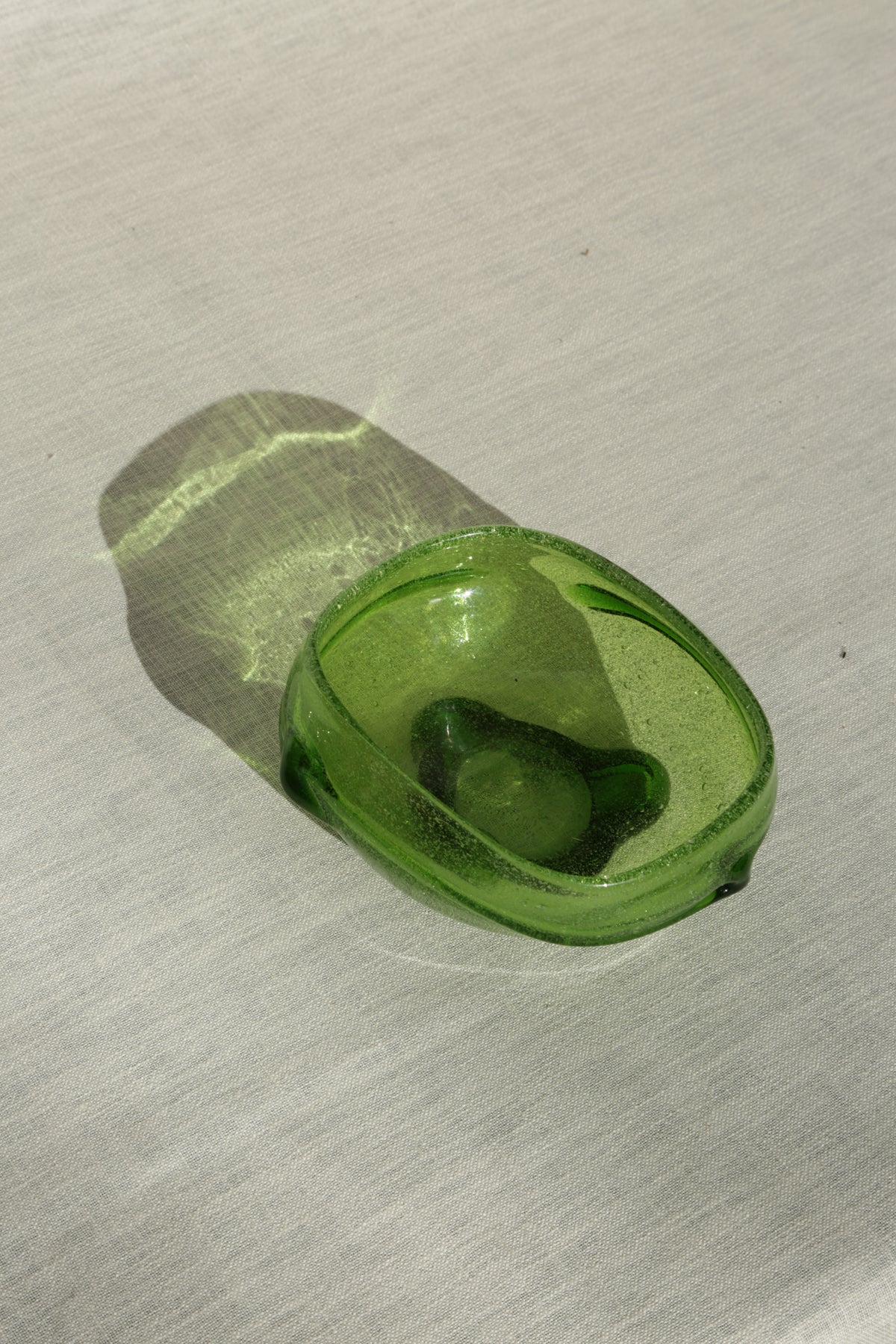 Green art glass small bowl