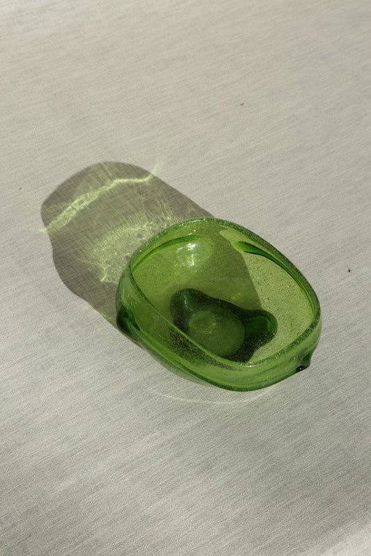 Green art glass small bowl