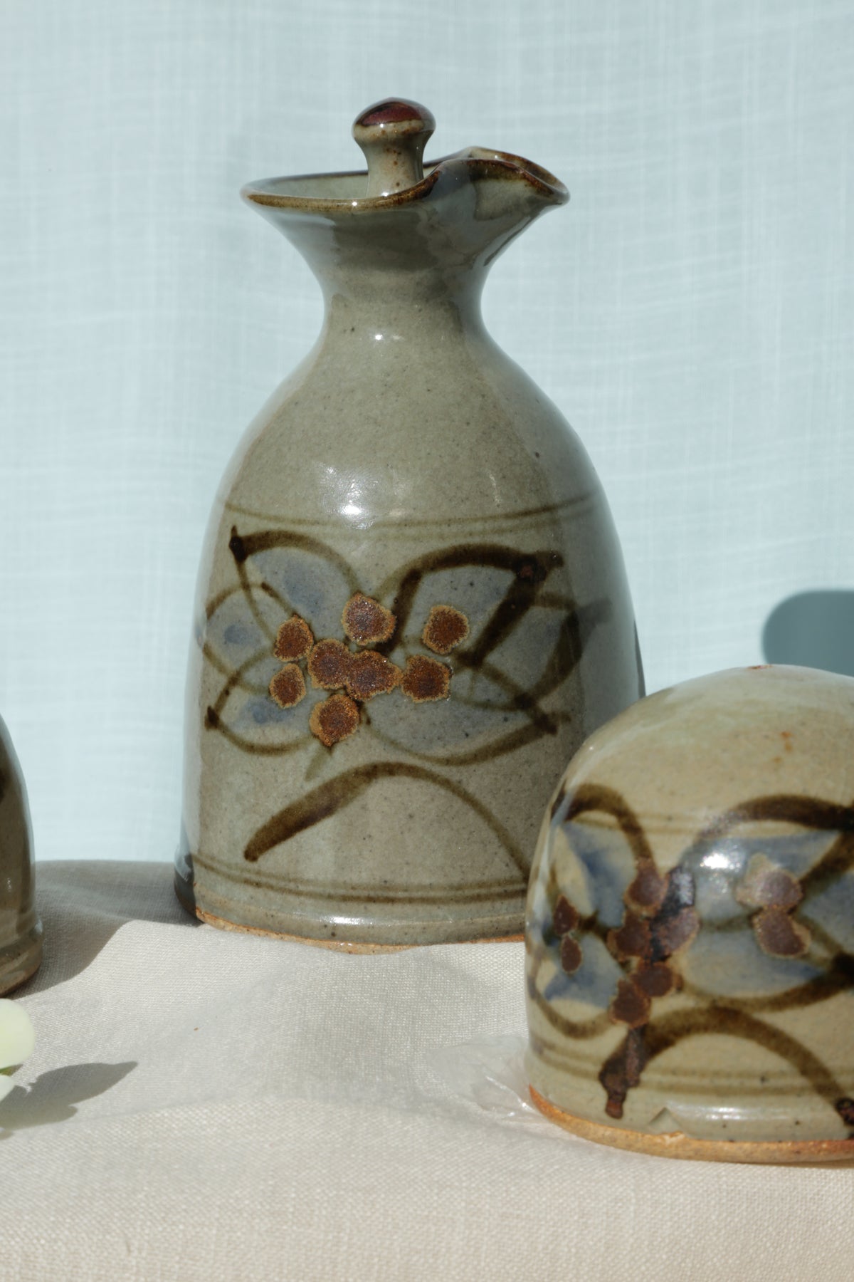 Studio Pottery oil & salt n' pepper shaker set
