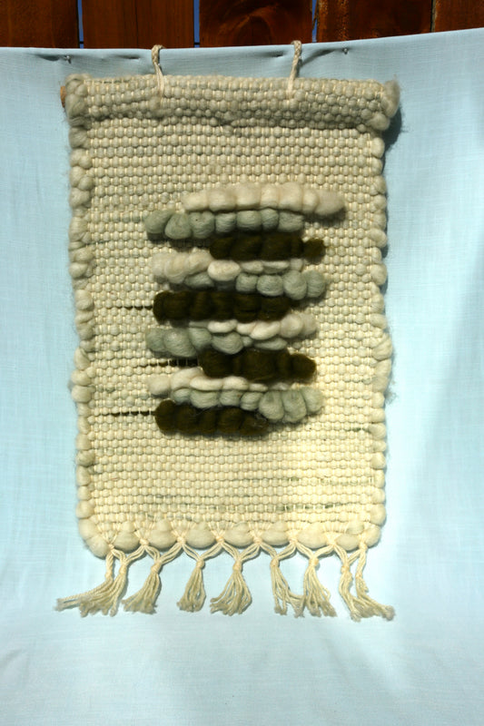1960's wool tapestry in moss green