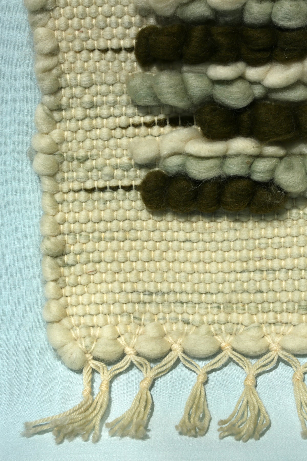 1960's wool tapestry in moss green